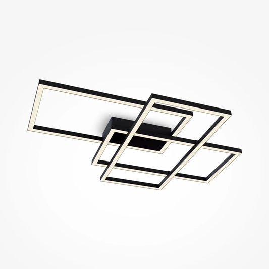 Plafoniera din Aluminiu Negru si Acrilic Alb H8xL67cm Rida