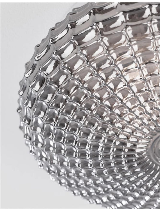 Plafoniera structura din Metal Negru si abajur din Sticla Fumuriu H12xL30cm IP44 CLAM