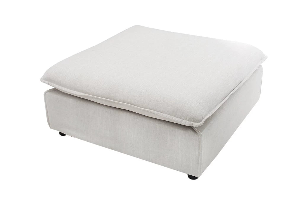 Puf cu husa detasabila din Lemn Negru si Stofa Crem H42xL100cm Heaven