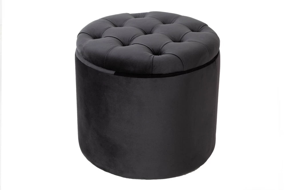 Puf cu spatiu de depozitare din Catifea Negru H43xD50cm Modern Barock
