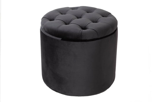 Puf cu spatiu de depozitare din Catifea Negru H43xD50cm Modern Barock