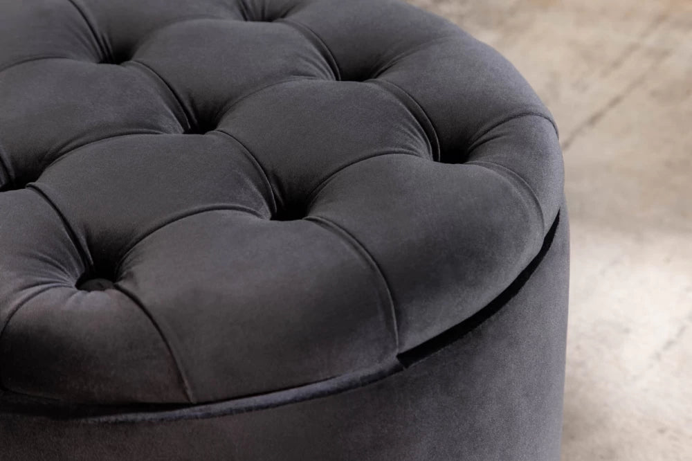 Puf cu spatiu de depozitare din Catifea Negru H43xD50cm Modern Barock