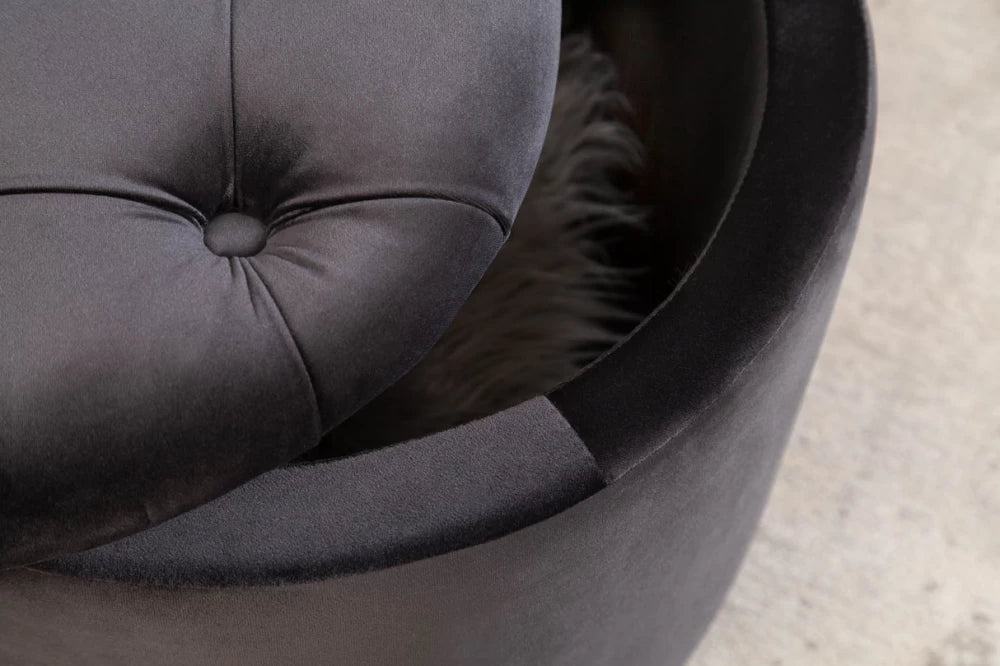 Puf cu spatiu de depozitare din Catifea Negru H43xD50cm Modern Barock