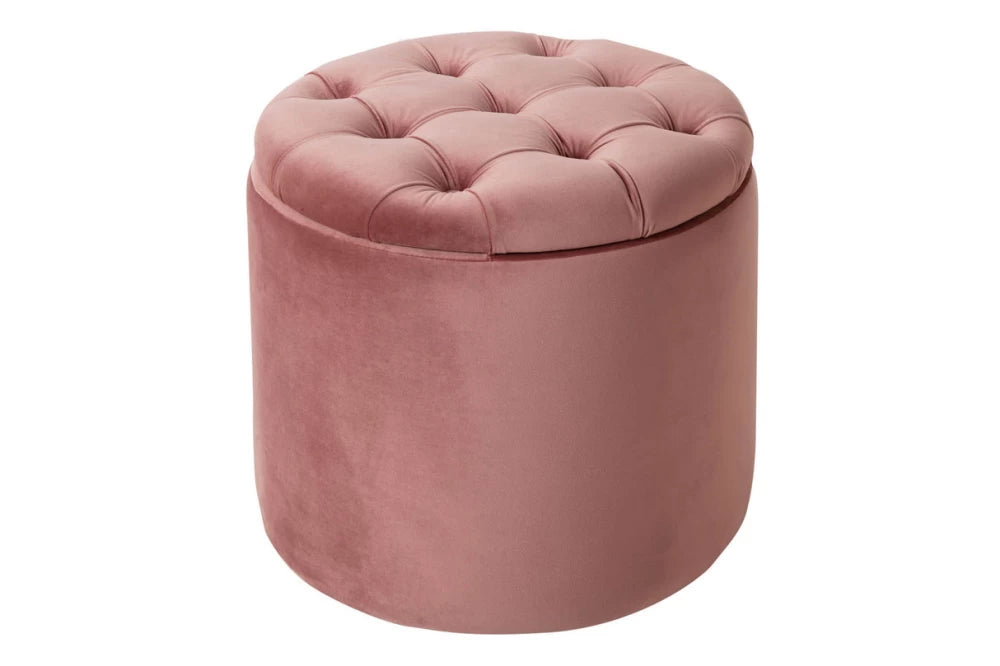 Puf cu spatiu de depozitare din Catifea Roz H43xD50cm Modern Barock