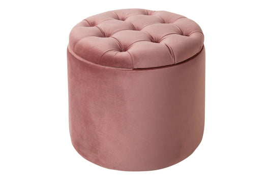 Puf cu spatiu de depozitare din Catifea Roz H43xD50cm Modern Barock