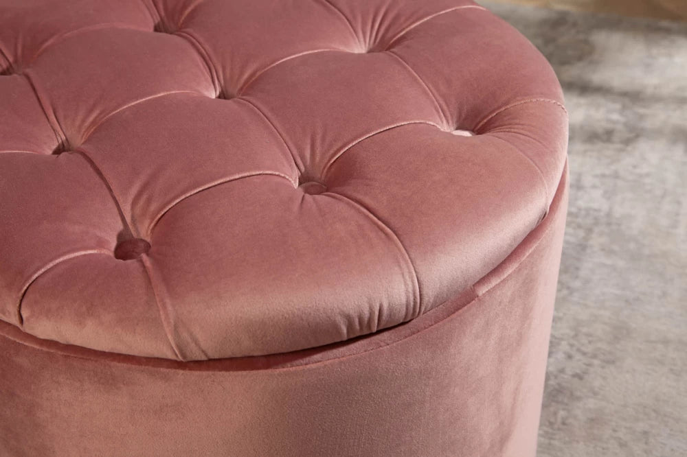 Puf cu spatiu de depozitare din Catifea Roz H43xD50cm Modern Barock