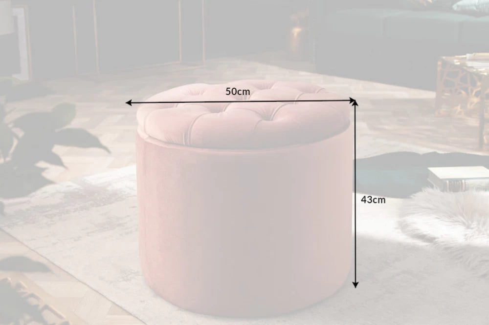 Puf cu spatiu de depozitare din Catifea Roz H43xD50cm Modern Barock