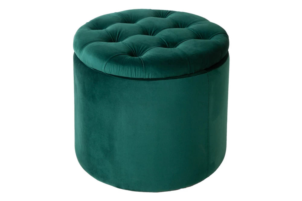 Puf cu spatiu de depozitare din Catifea Verde H43xD50cm Modern Barock