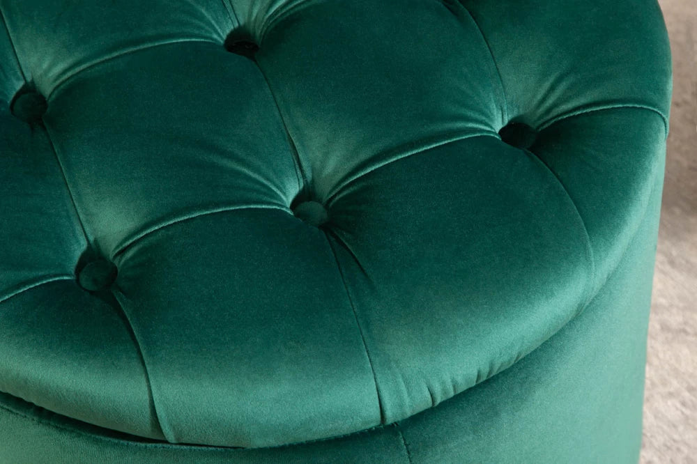 Puf cu spatiu de depozitare din Catifea Verde H43xD50cm Modern Barock