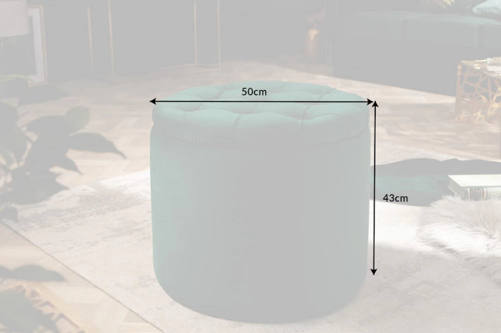Puf cu spatiu de depozitare din Catifea Verde H43xD50cm Modern Barock