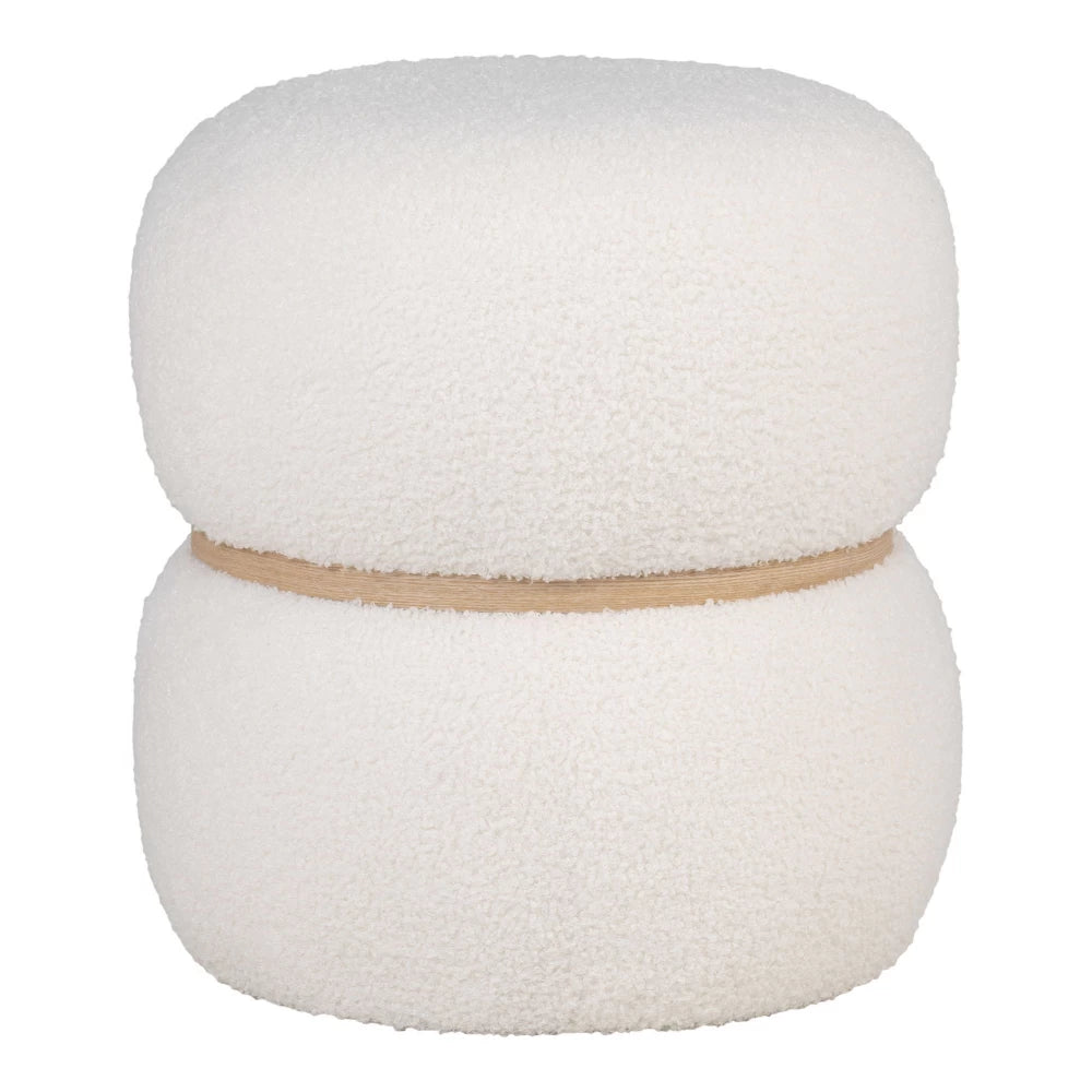 Puf din Blanita artificiala Alb H41xD38cm Milford