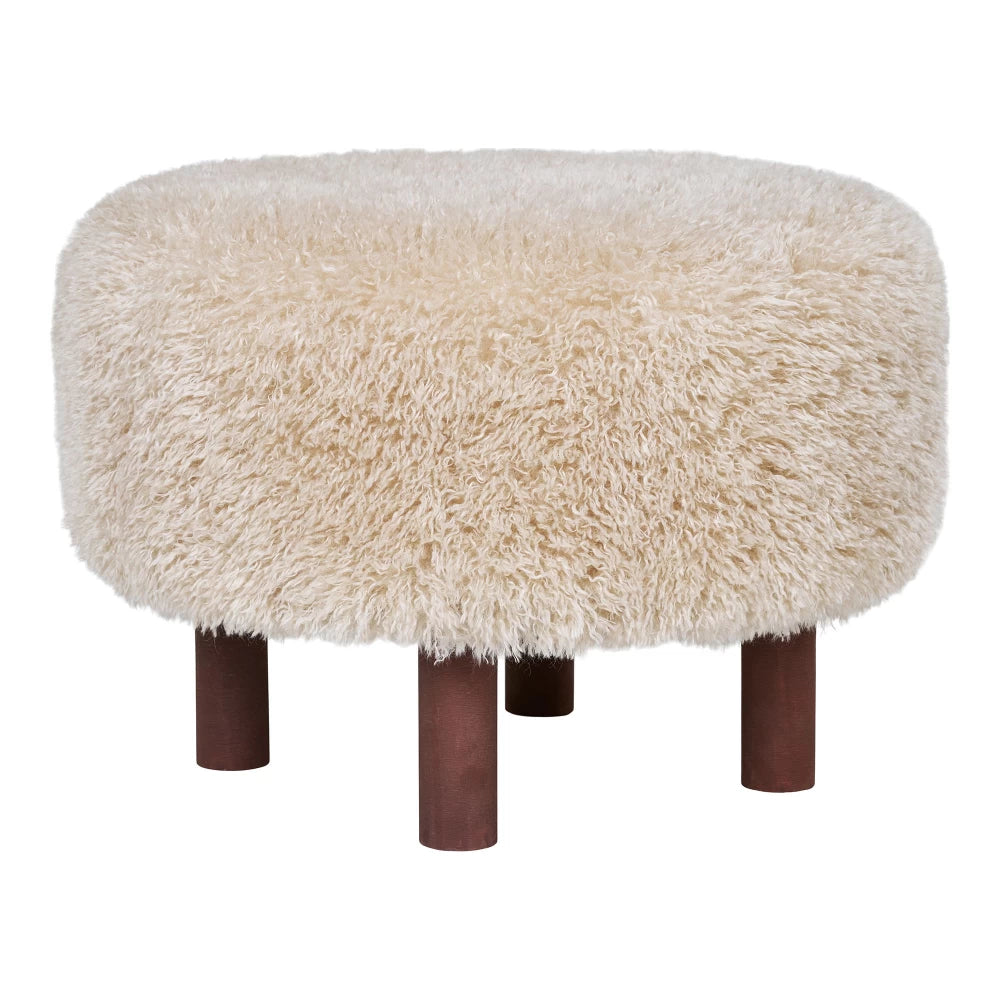 Puf din Blanita artificiala Bej H36xD50cm Inverness