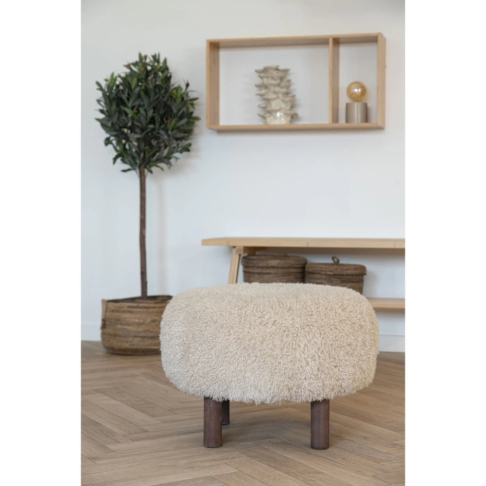 Puf din Blanita artificiala Bej H36xD50cm Inverness
