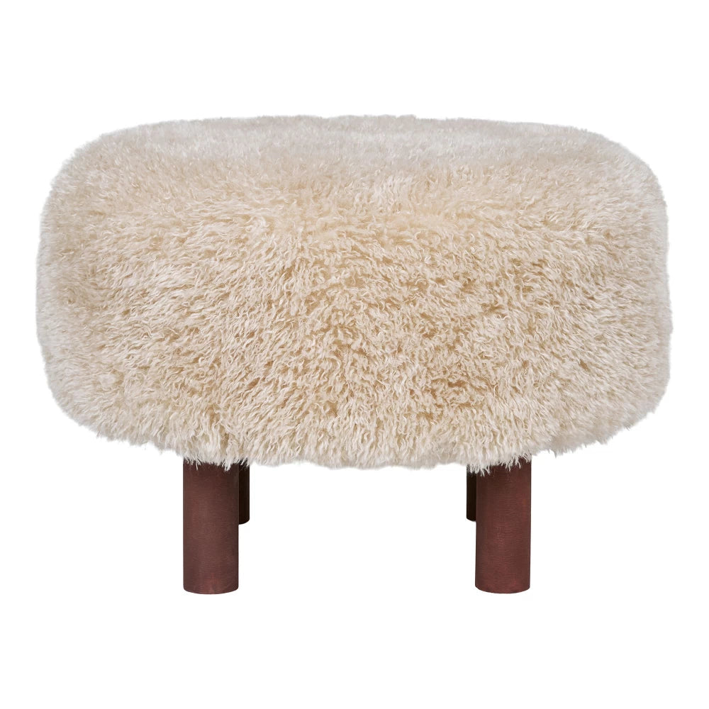 Puf din Blanita artificiala Bej H36xD50cm Inverness