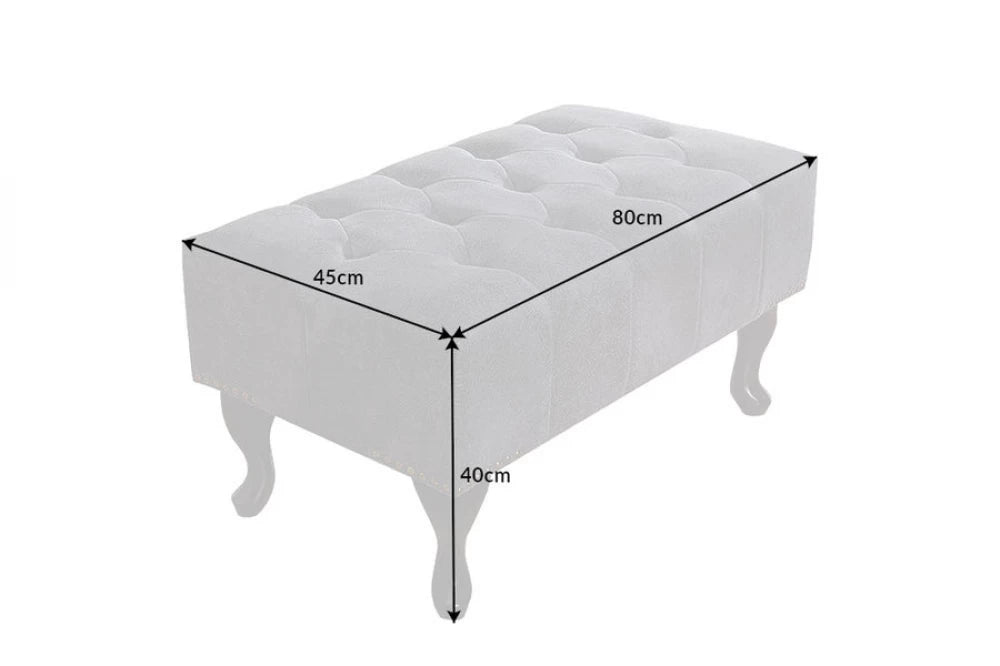 Puf din Lemn Maro inchis si Microfibra Gri H40xL80cm Chesterfield