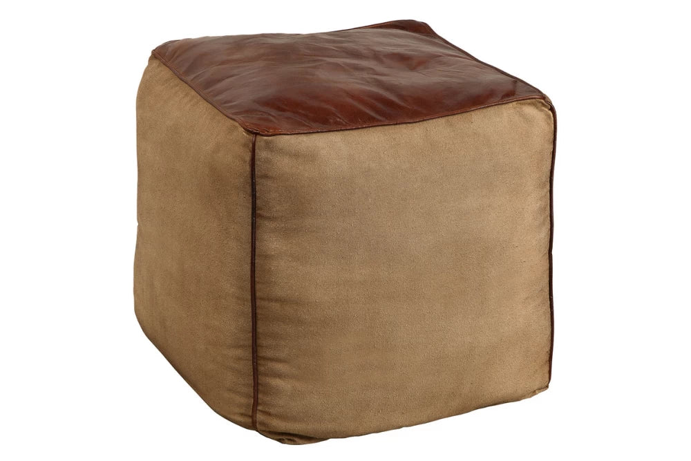 Puf din Piele naturala/Stofa Maro H45xL45cm Mustang