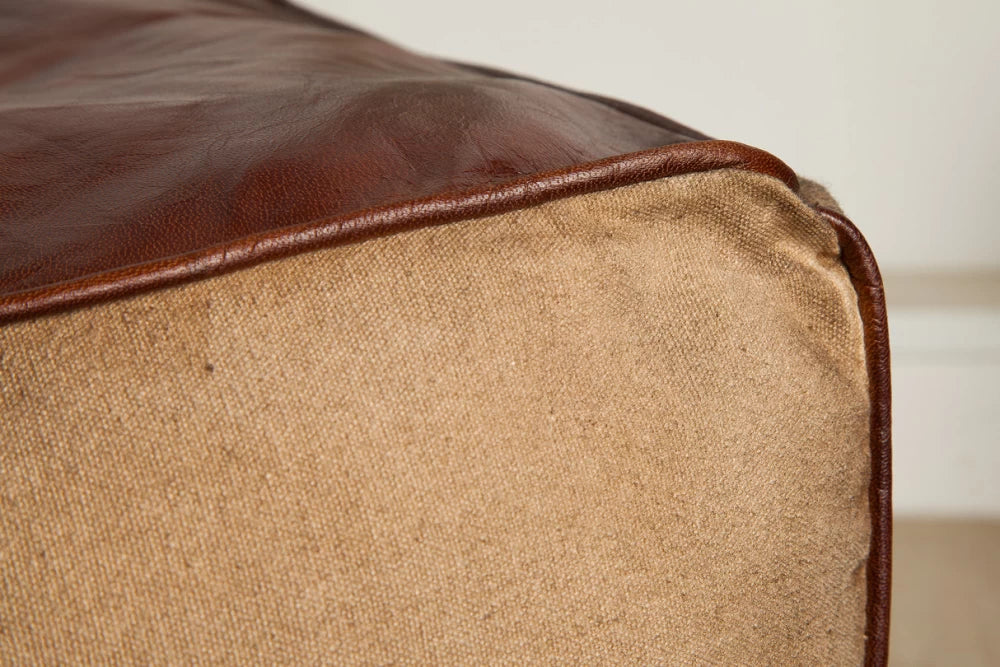Puf din Piele naturala/Stofa Maro H45xL45cm Mustang
