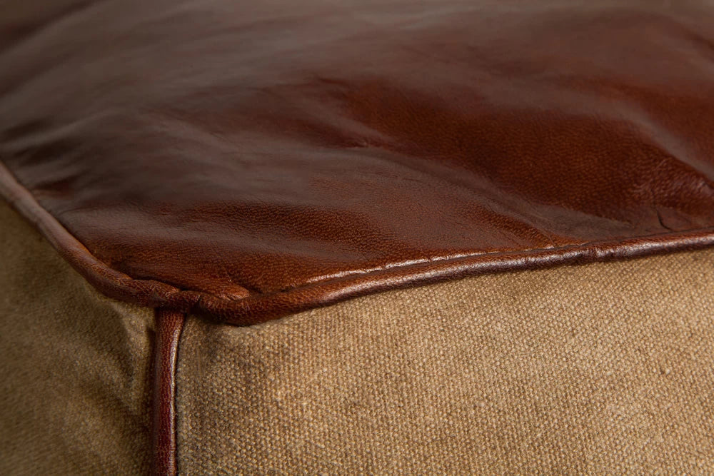 Puf din Piele naturala/Stofa Maro H45xL45cm Mustang