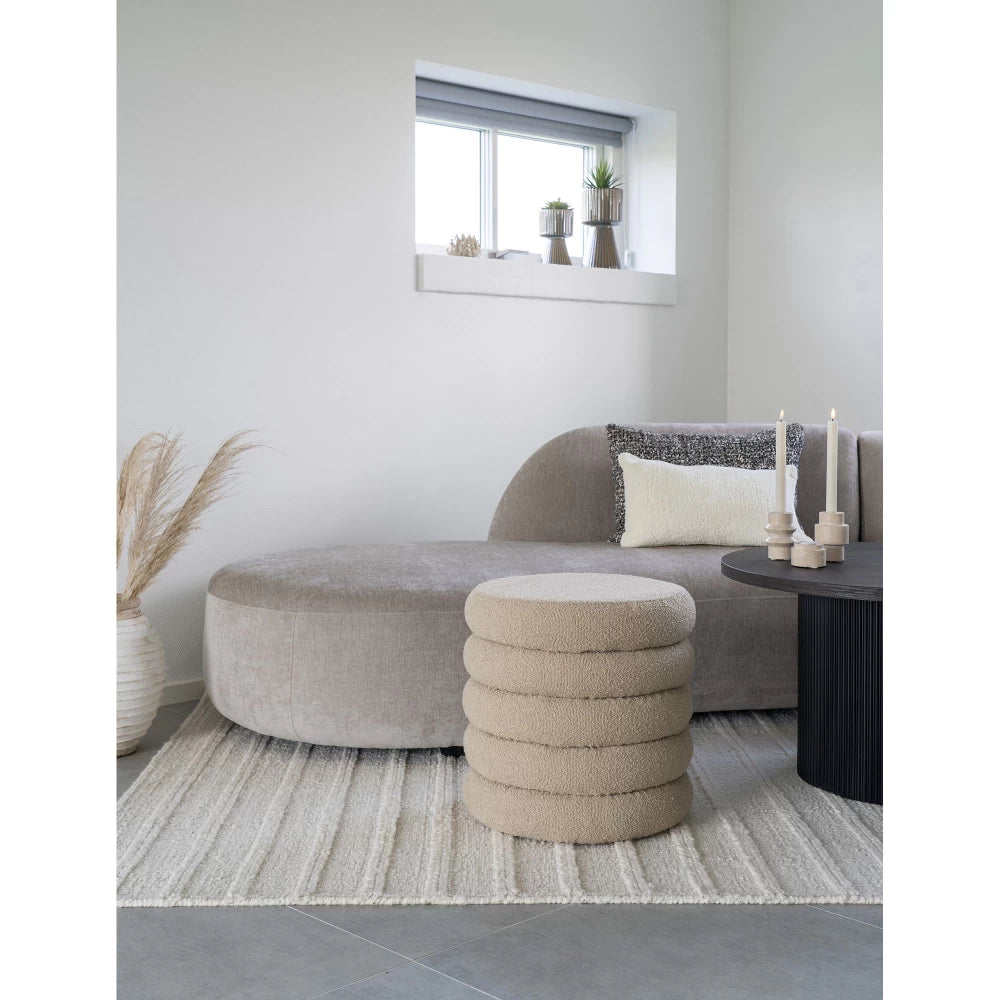 Puf din Stofa boucle Bej H44xD44cm Brooklyn
