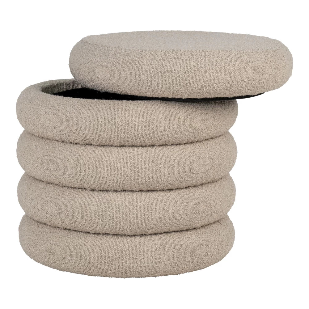 Puf din Stofa boucle Bej H44xD44cm Brooklyn