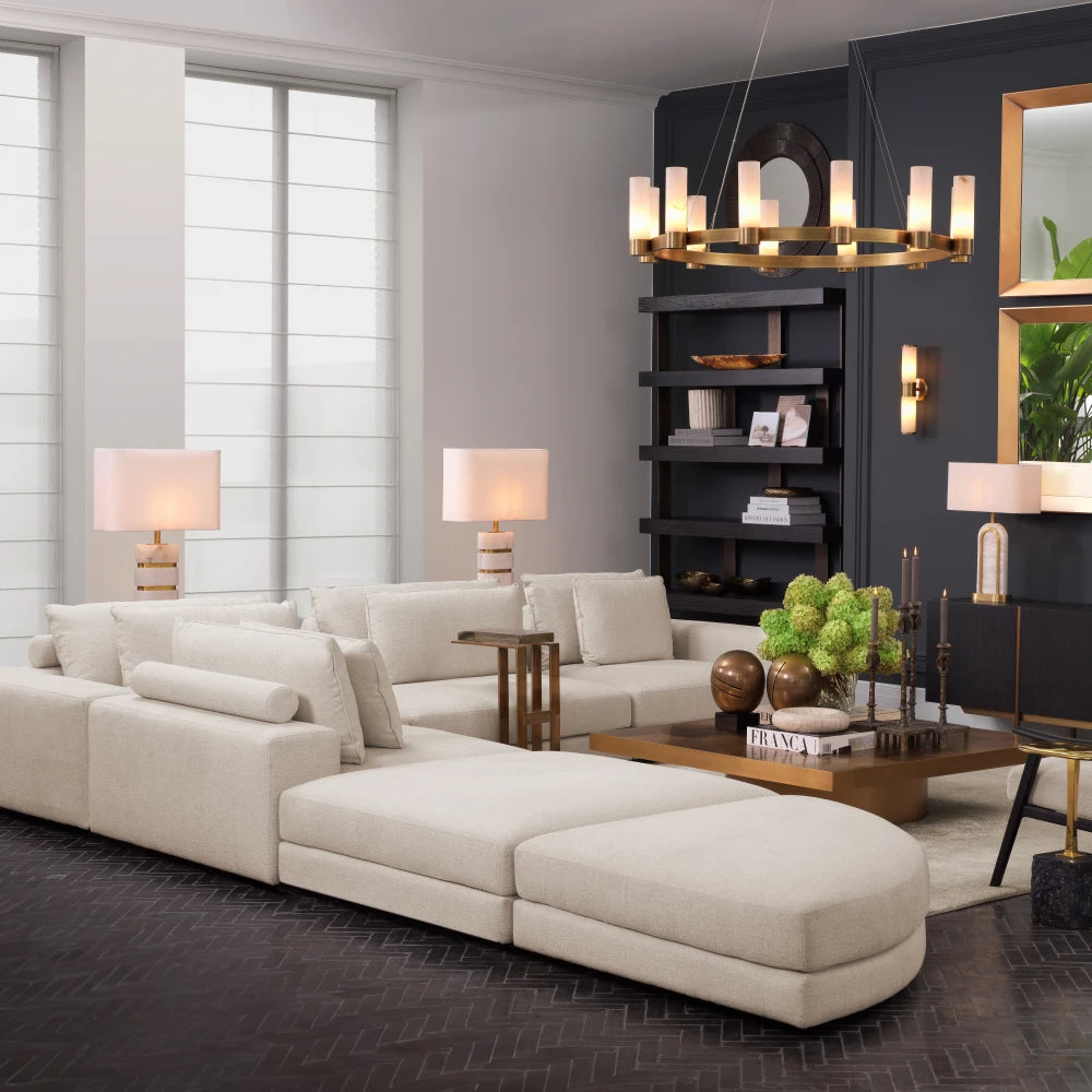 Puf tapitat cu Stofa Bej L122xA122xH40cm Lounge Club Eichholtz