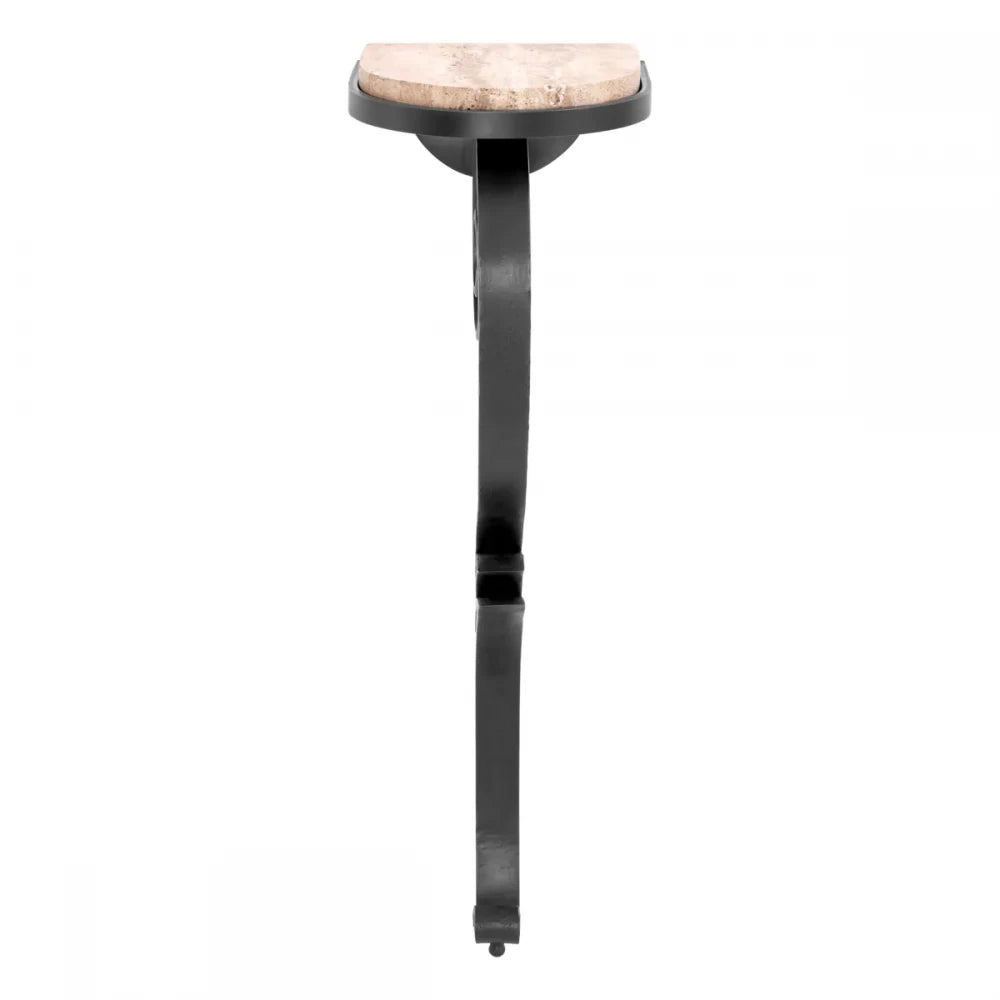 Raft de perete din Travertin Bej si Metal Negru L31xH102cm Ophira Eichholtz