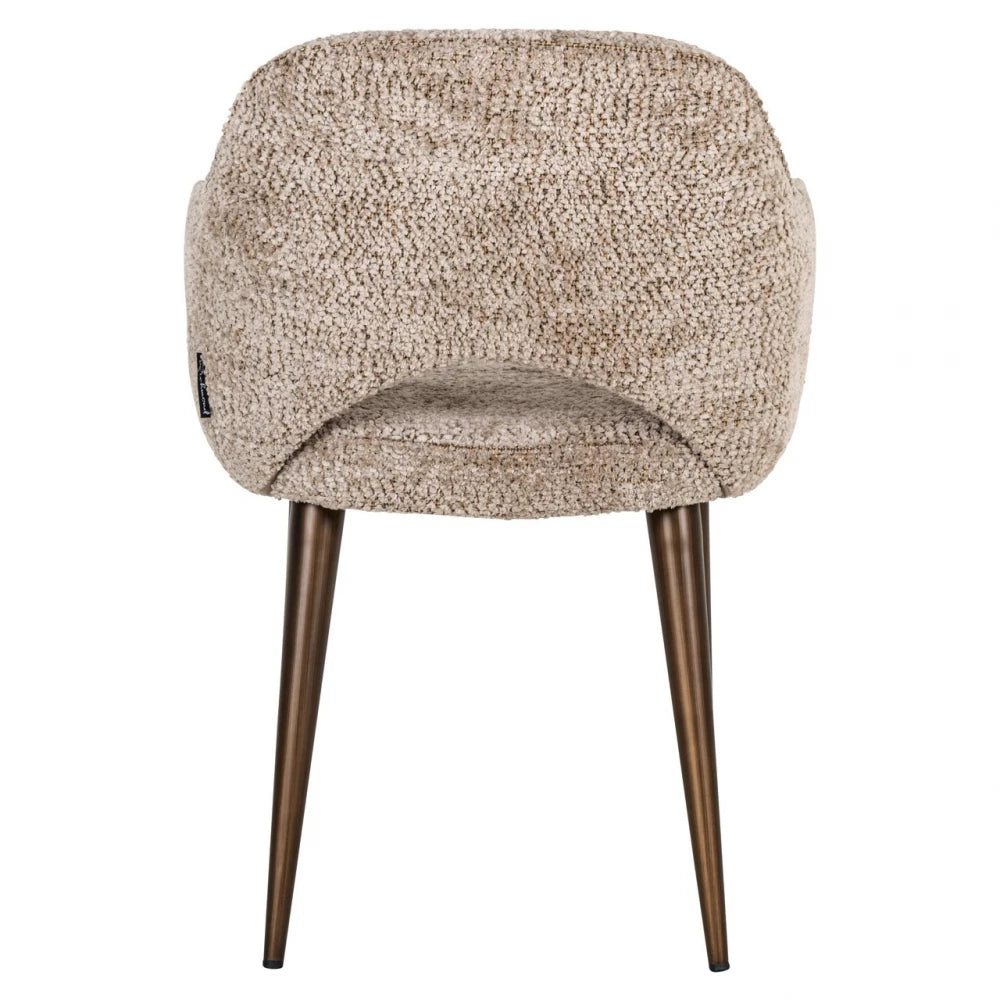 Scaun cu brate din Chenille Bej si Metal Alama L60xH85cm Delphina Richmond interiors