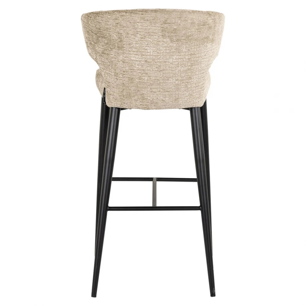 Scaun de bar din Chenille Bej si Metal Negru L52xH102cm Taylor Richmond interiors