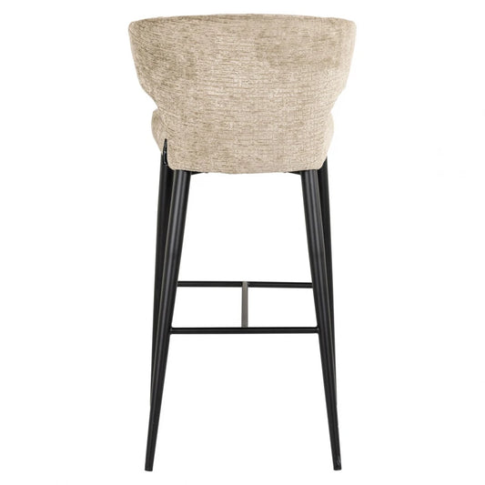Scaun de bar din Chenille Bej si Metal Negru L52xH102cm Taylor Richmond interiors