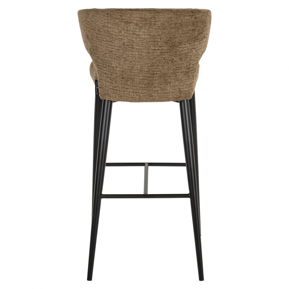 Scaun de bar din Chenille Maro si Metal Negru L52xH102cm Taylor Richmond interiors