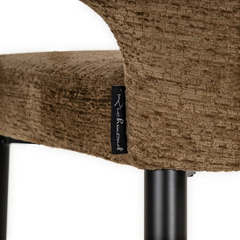 Scaun de bar din Chenille Maro si Metal Negru L52xH102cm Taylor Richmond interiors