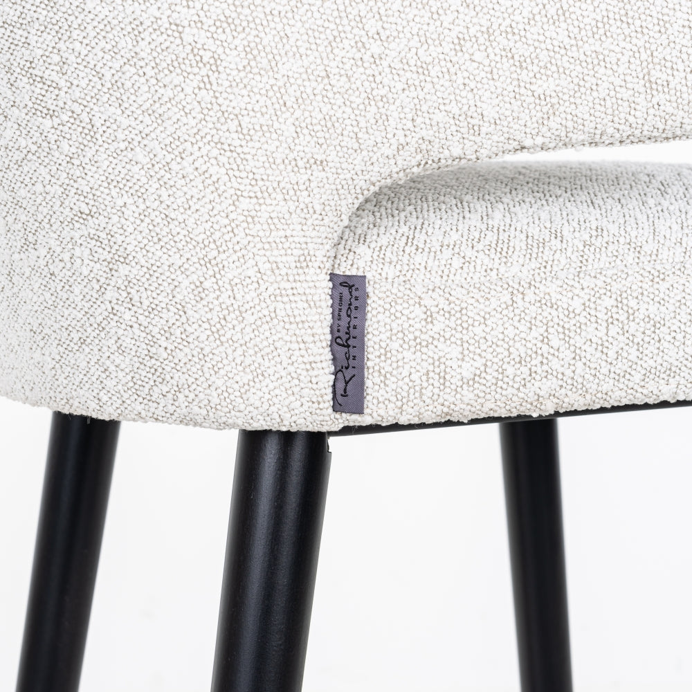 Scaun de bar din Textil si Lemn de fag Alb/Negru H106xL50xA62cm Indigo Richmond Interiors