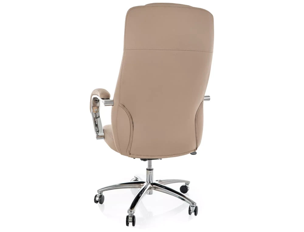 Scaun de birou din Piele ecologica Bej si Metal Argintiu H116-124xL68xA75cm Q-07