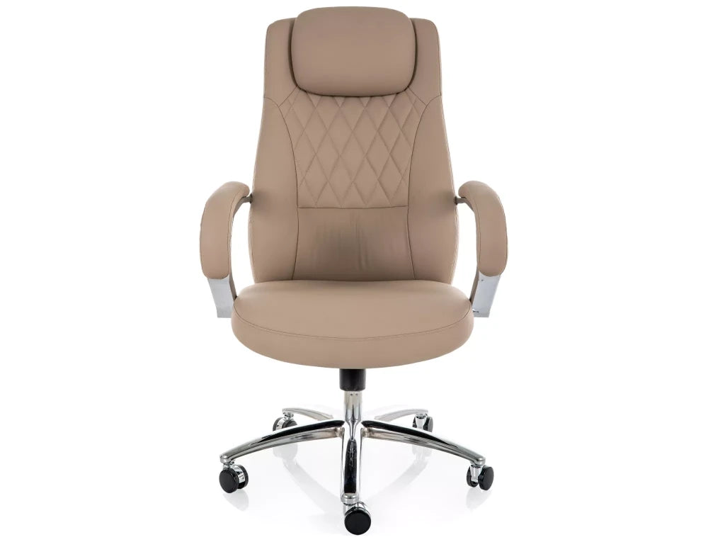 Scaun de birou din Piele ecologica Bej si Metal Argintiu H116-124xL68xA75cm Q-07