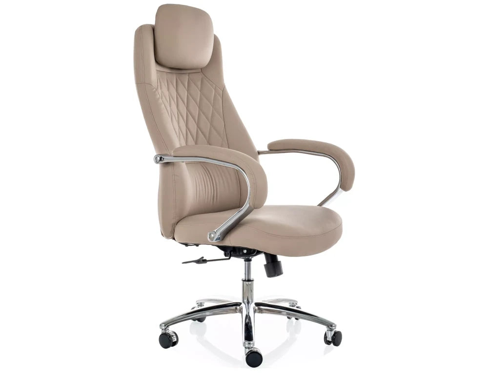 Scaun de birou din Piele ecologica Bej si Metal Argintiu H116-124xL68xA75cm Q-07