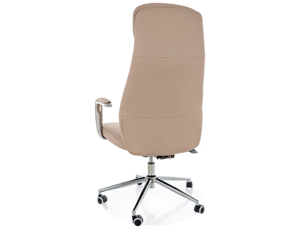 Scaun de birou din Piele ecologica Bej si Metal Argintiu H117-125xL65xA67cm Q-05