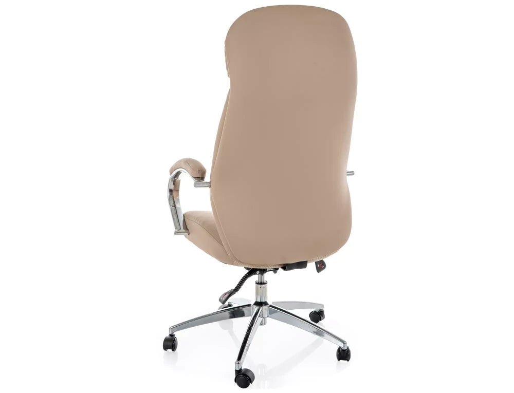 Scaun de birou din Piele ecologica Bej si Metal Argintiu H118-126xL64xA63cm Q-09
