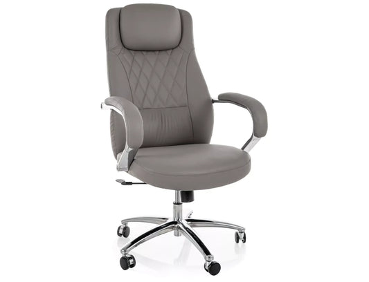 Scaun de birou din Piele ecologica Gri si Metal Argintiu H116-124xL68xA75cm Q-07