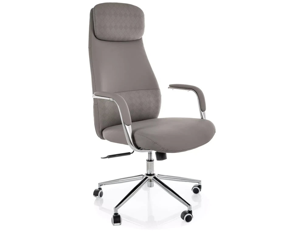 Scaun de birou din Piele ecologica Gri si Metal Argintiu H117-125xL65xA67cm Q-05