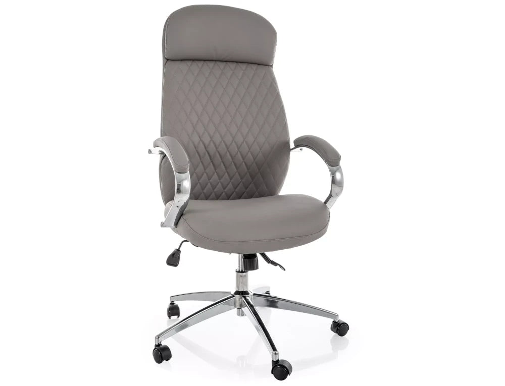 Scaun de birou din Piele ecologica Gri si Metal Argintiu H118-126xL64xA63cm Q-09