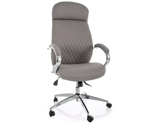 Scaun de birou din Piele ecologica Gri si Metal Argintiu H118-126xL64xA63cm Q-09