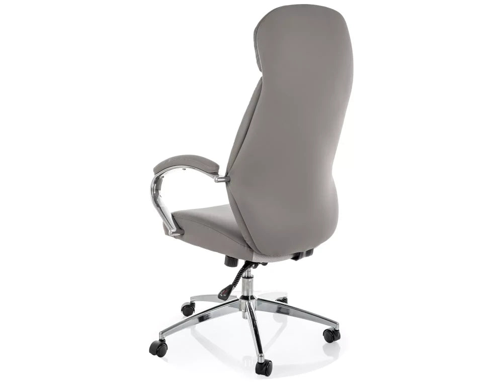 Scaun de birou din Piele ecologica Gri si Metal Argintiu H118-126xL64xA63cm Q-09