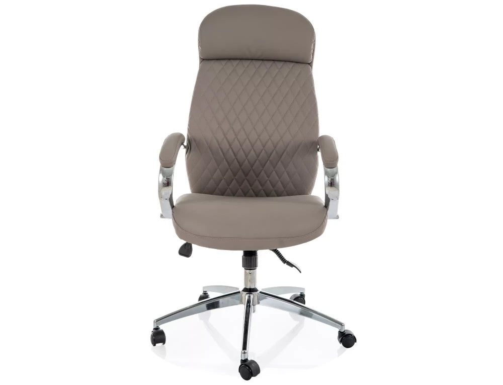 Scaun de birou din Piele ecologica Gri si Metal Argintiu H118-126xL64xA63cm Q-09