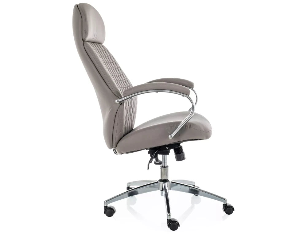 Scaun de birou din Piele ecologica Gri si Metal Argintiu H118-126xL64xA63cm Q-09