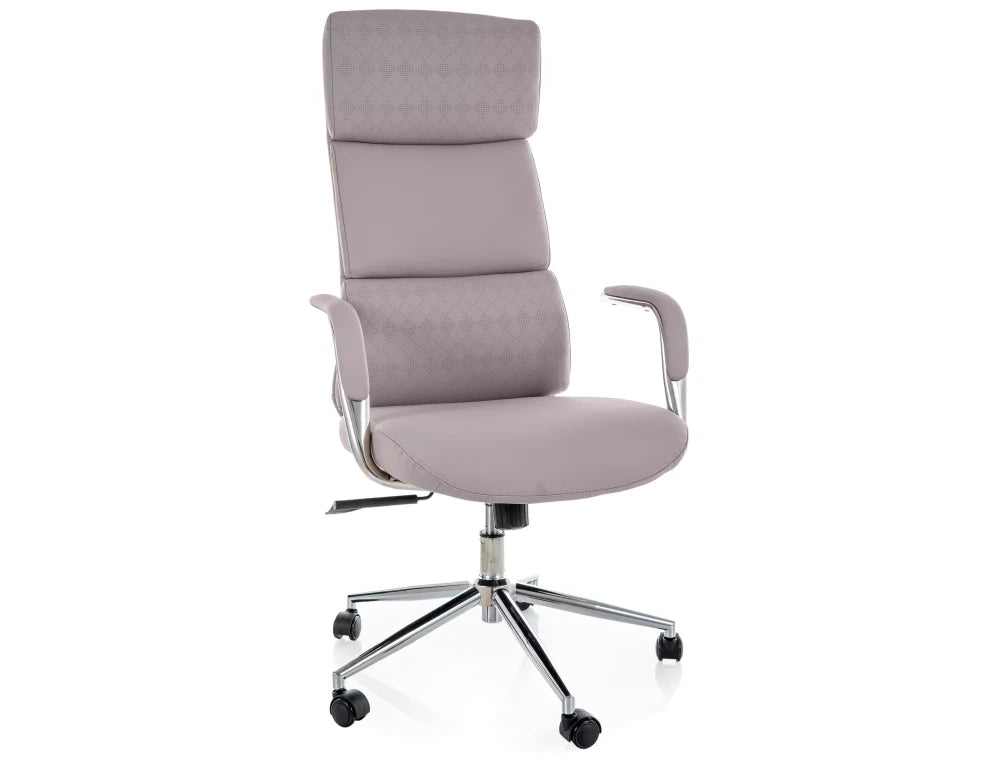 Scaun de birou din Piele ecologica Gri si Metal Argintiu H119-127xL65xA71cm Q-03