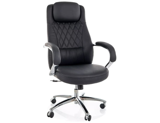 Scaun de birou din Piele ecologica Negru si Metal Argintiu H116-124xL68xA75cm Q-07