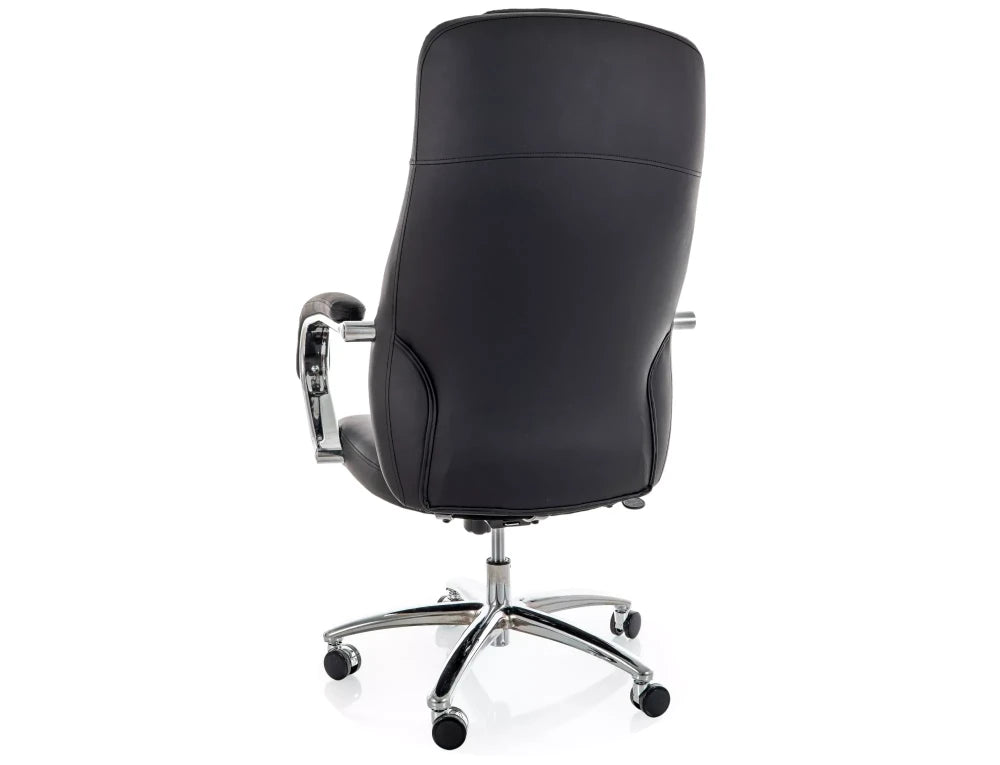 Scaun de birou din Piele ecologica Negru si Metal Argintiu H116-124xL68xA75cm Q-07