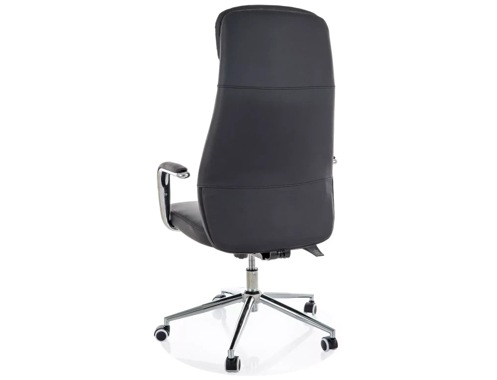 Scaun de birou din Piele ecologica Negru si Metal Argintiu H117-125xL65xA67cm Q-05