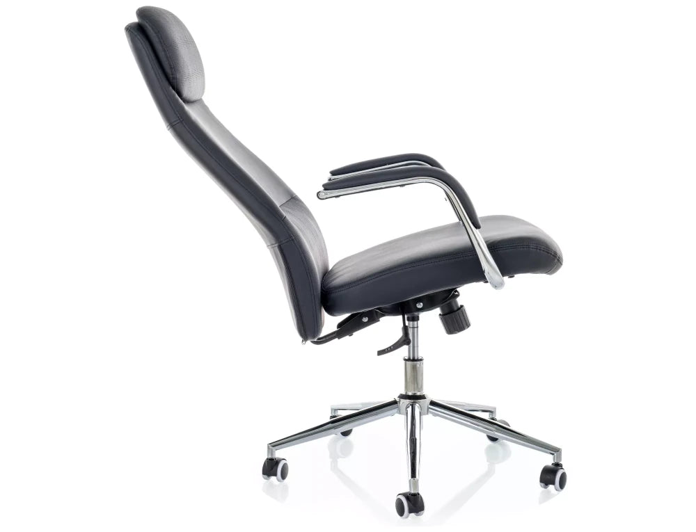 Scaun de birou din Piele ecologica Negru si Metal Argintiu H117-125xL65xA67cm Q-05