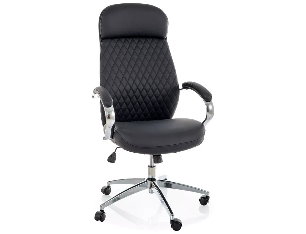 Scaun de birou din Piele ecologica Negru si Metal Argintiu H118-126xL64xA63cm Q-09